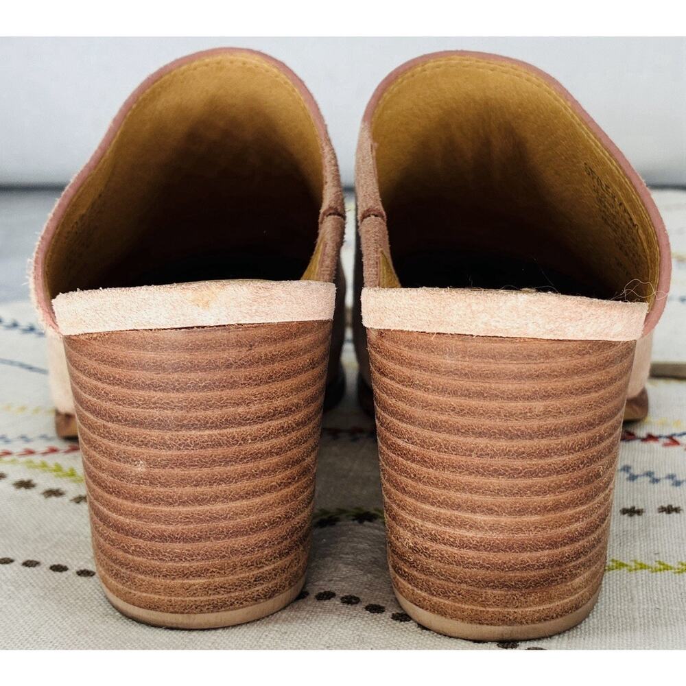 Madewell Carey Mule Suede Faded Mauve Pink Size 7 Western Block Heel Clogs - Picture 4 of 8